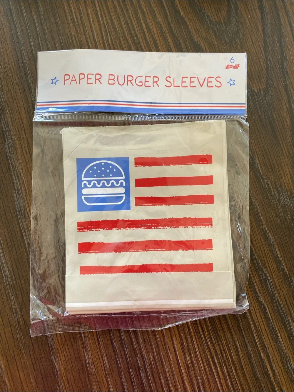 Paper Burger Sleeves - Cream with Red & Blue Design